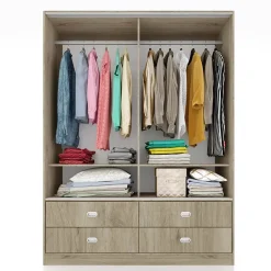 Armadio 150x201h cm 2 ante scorrevoli 4 cassetti rovere sonoma Danubio