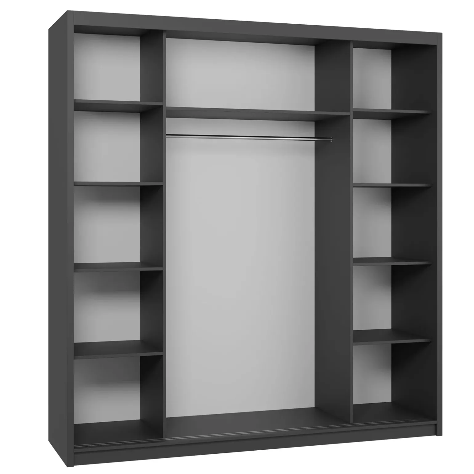 Armadio 200x215h cm 2 ante scorrevoli con specchio nero bianco opaco Silven