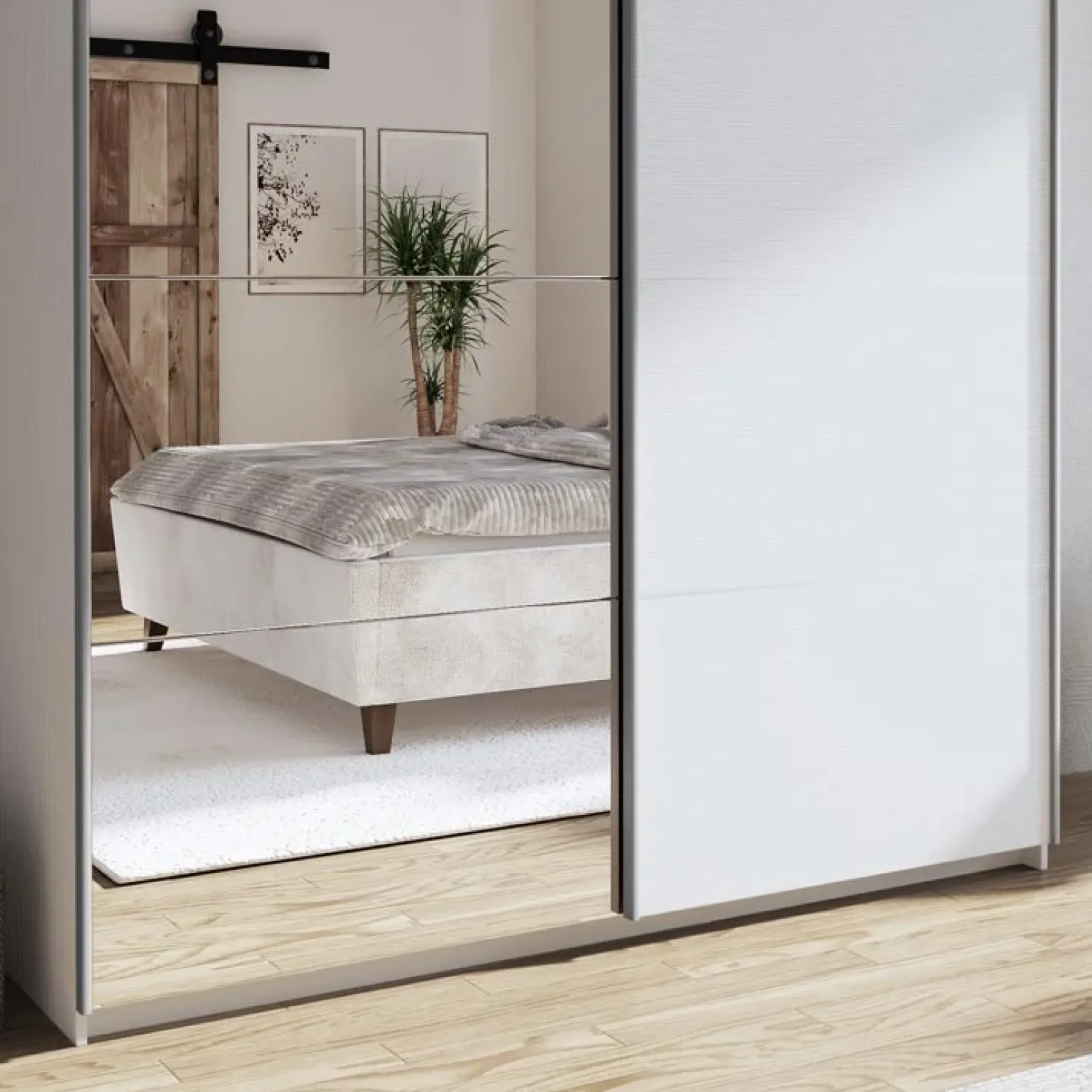 Armadio 180x219h cm 2 ante scorrevoli moderno bianco frassinato Caracas