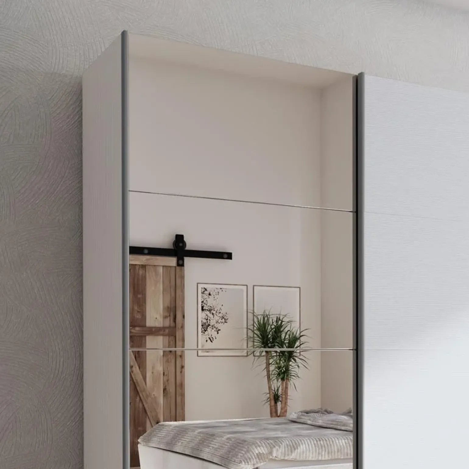 Armadio 180x219h cm 2 ante scorrevoli moderno bianco frassinato Caracas
