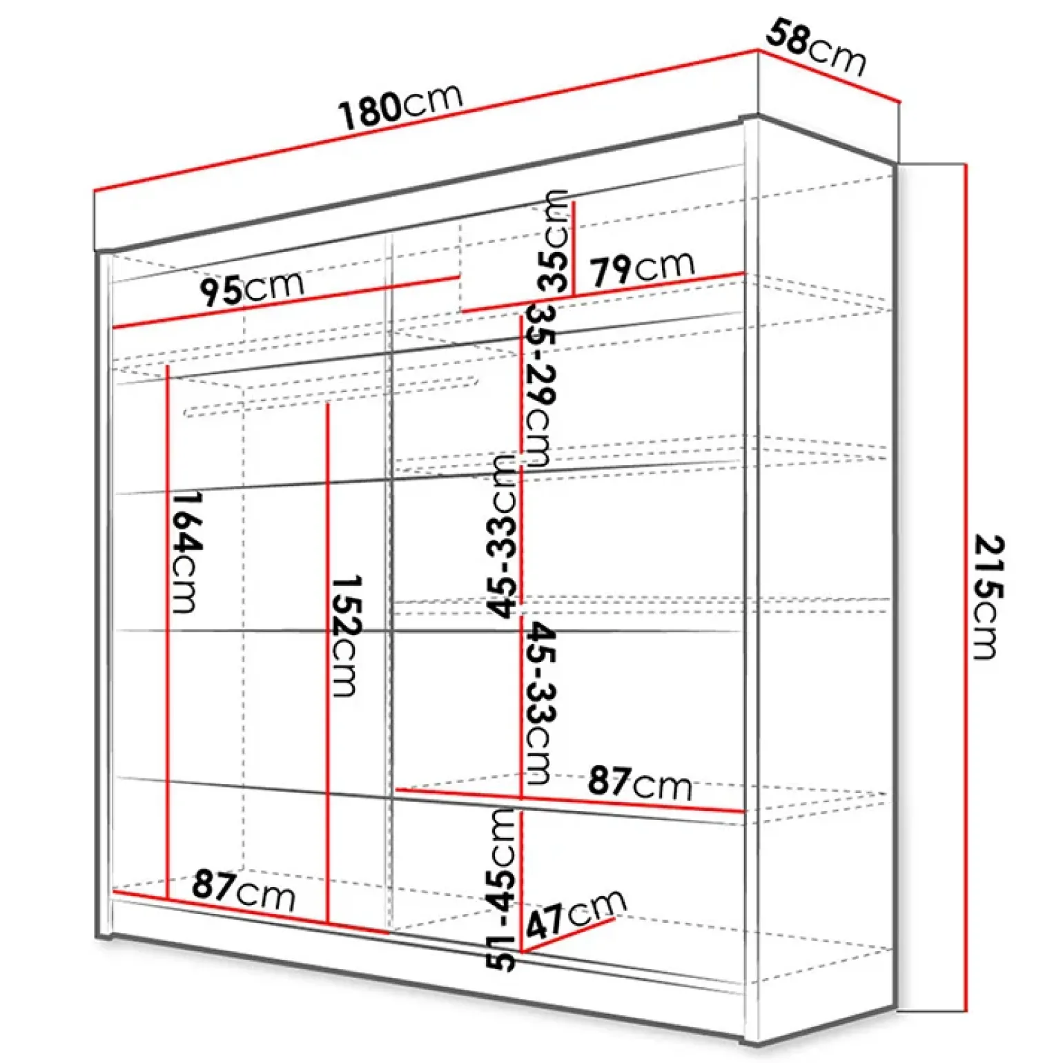 Armadio 180x215h cm 2 ante scorrevoli bianco opaco Karl