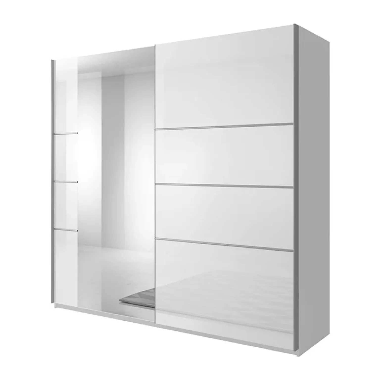 Armadio 180x210h cm 2 ante scorrevoli con specchio bianco lucido Marcus Gihome®