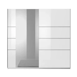 Armadio 200x210h cm 2 ante scorrevoli con specchio bianco lucido Marcus Gihome®