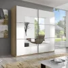 Armadio 221x210h cm 2 ante scorrevoli rovere bianco Copenhagen