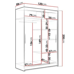 Armadio 120x200h cm 2 ante scorrevoli moderno nero Tancredi