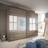 Armadio 270x210h cm 2 ante scorrevoli con specchio rovere scuro Brock Gihome®