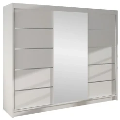 Armadio 200x215h cm 2 ante scorrevoli con specchio bianco opaco Silven