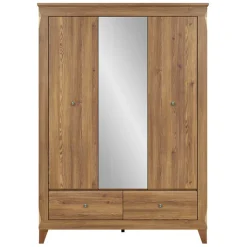Armadio 144x202h cm 3 ante specchio rovere scuro Lucca