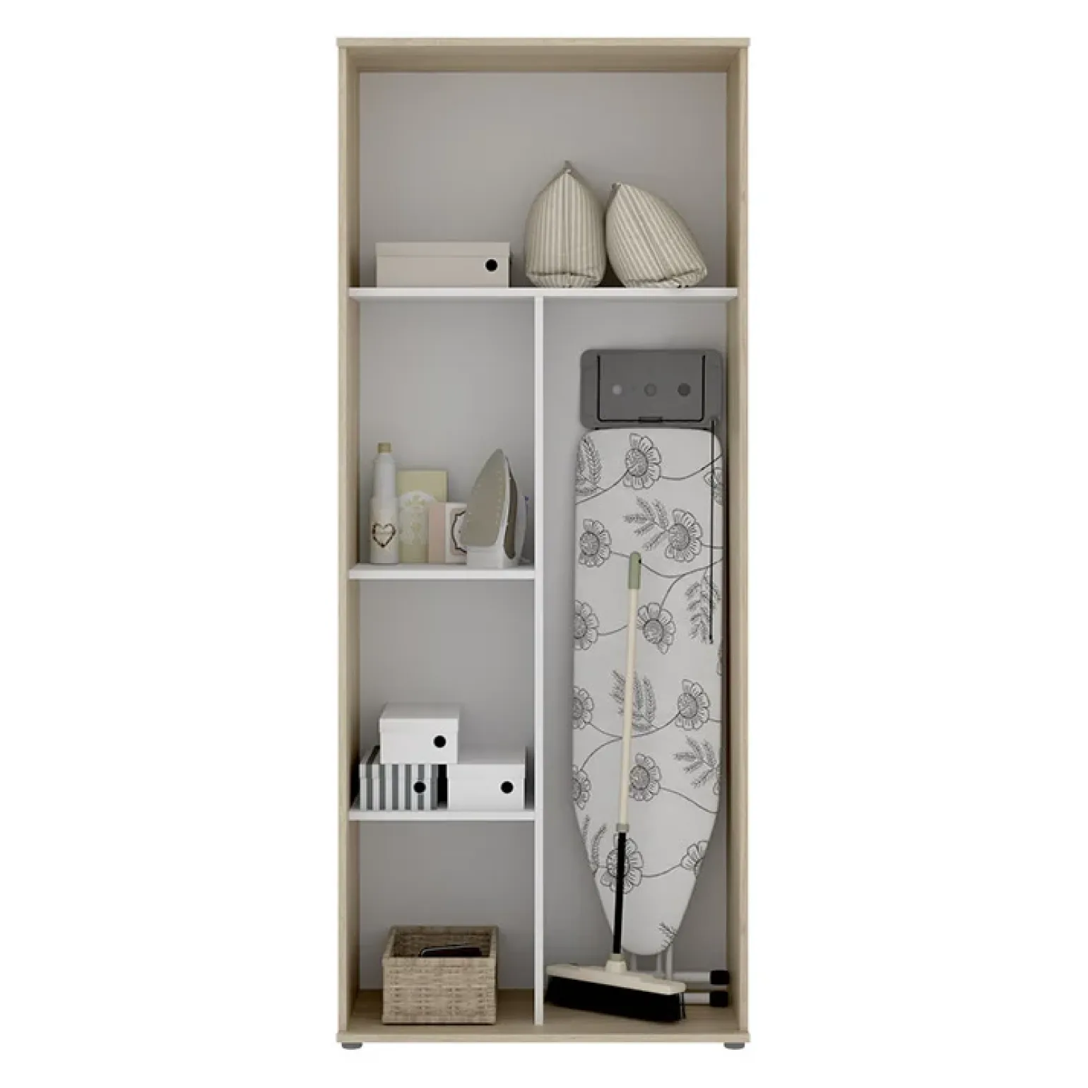 Armadio 78x190h cm due ante con ripiani multiuso vano porta scope legno Ander