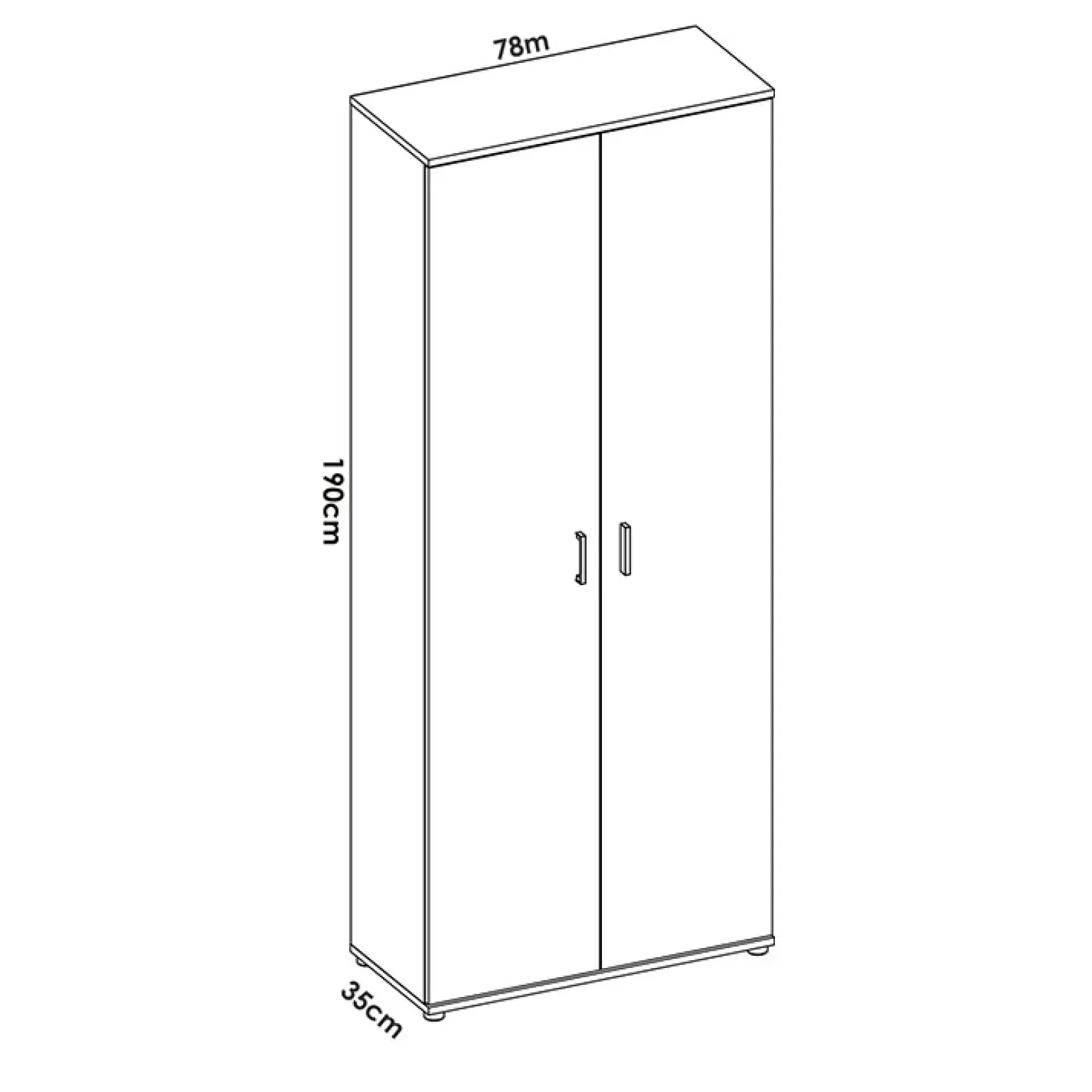 Armadio 78x190h cm due ante con ripiani multiuso vano porta scope legno Ander