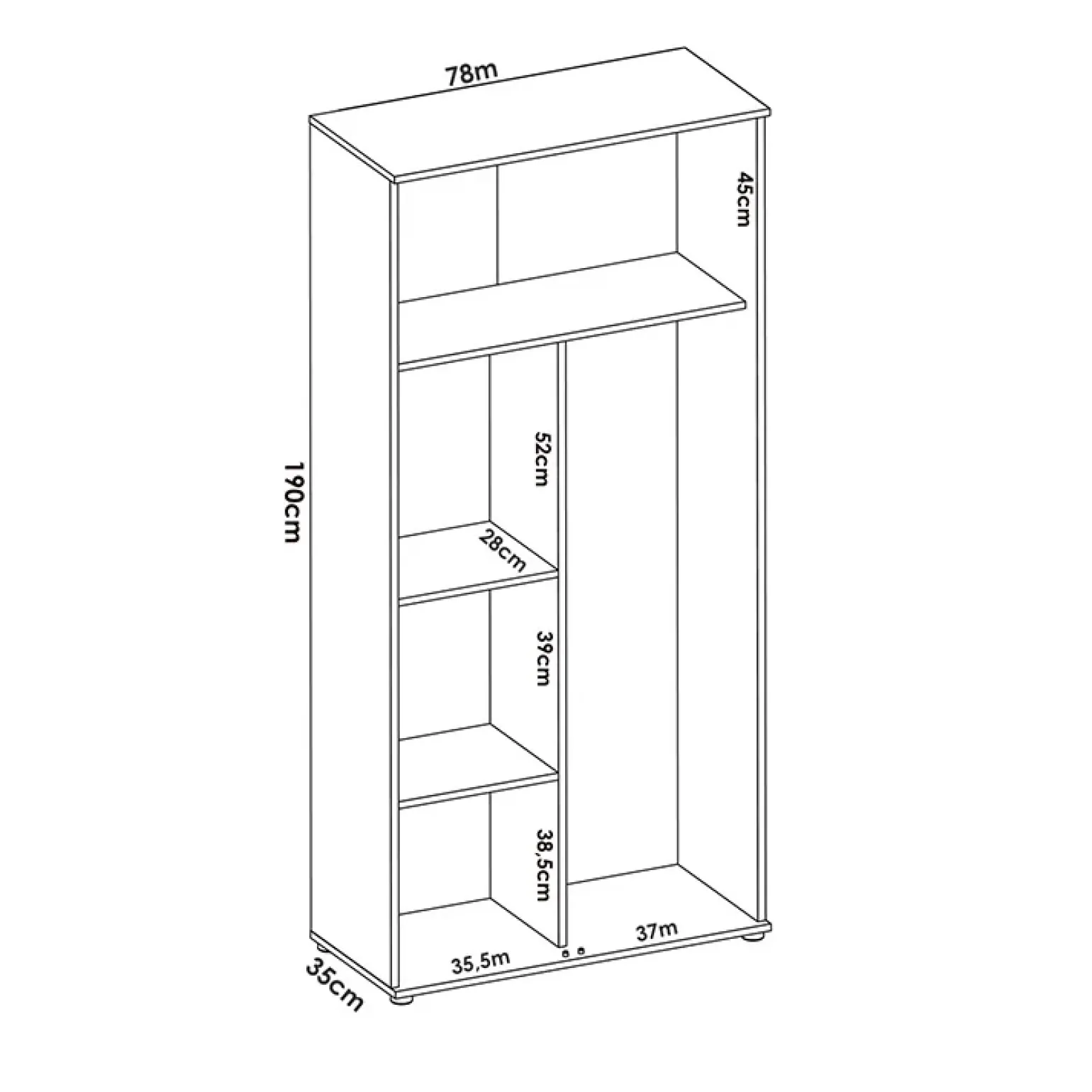 Armadio 78x190h cm due ante con ripiani multiuso vano porta scope legno Ander