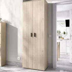 Armadio 61x190h cm due ante con ripiani multiuso legno Ander