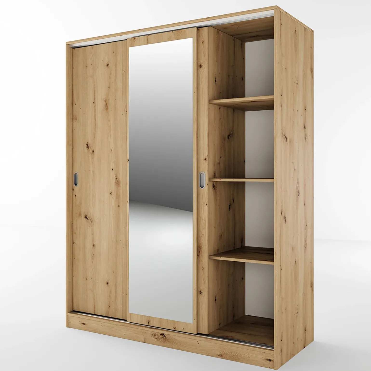 Armadio 150x191h cm scorrevole con specchio rovere rustico Collodi