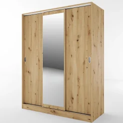 Armadio 150x191h cm scorrevole con specchio rovere rustico Collodi