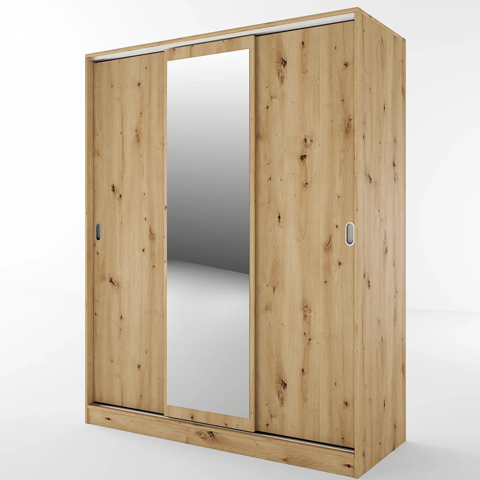 Armadio 150x191h cm scorrevole con specchio rovere rustico Collodi