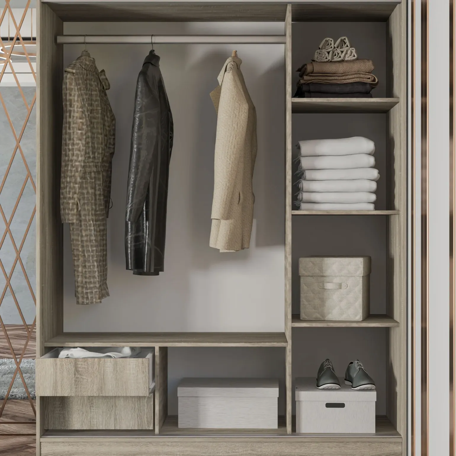 Armadio 150x191h cm scorrevole con specchio rovere sonoma Collodi