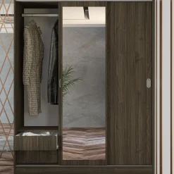 Armadio 150x191h cm scorrevole con specchio noce Collodi