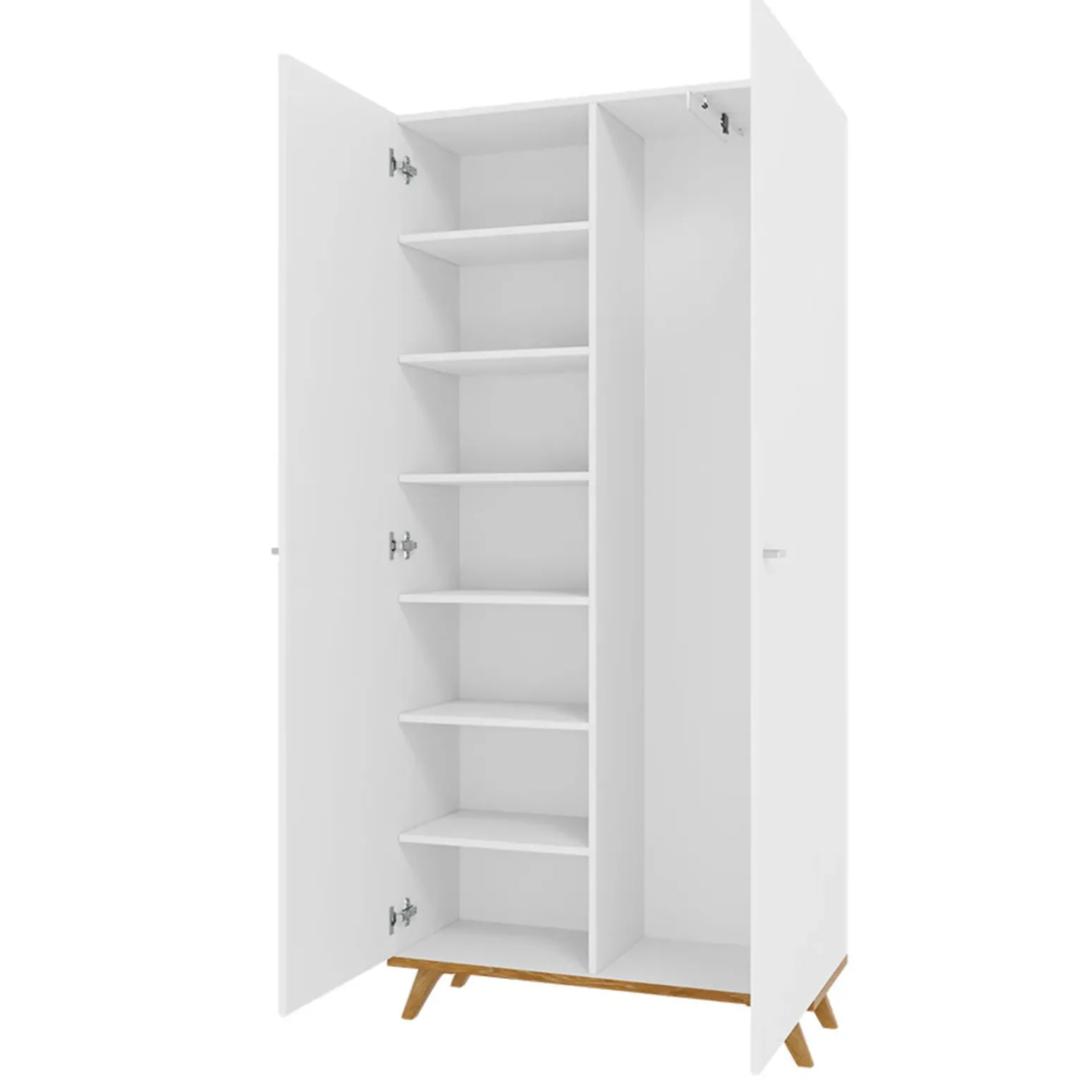 Armadio 90x190h cm soggiorno 2 ante con specchio bianco rovere Clea