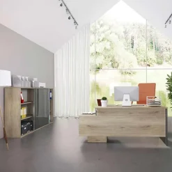 Arredo ufficio completo moderno rovere antracite lucido Time 7