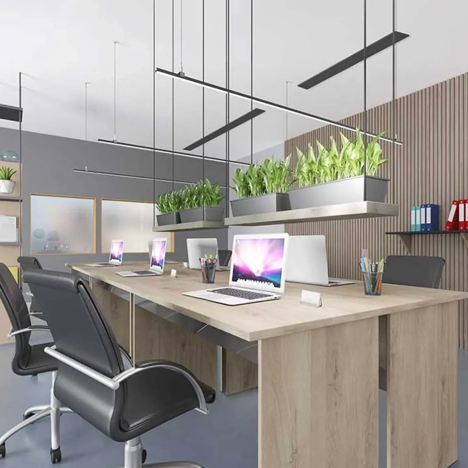 Arredo ufficio completo moderno rovere antracite lucido Time 2