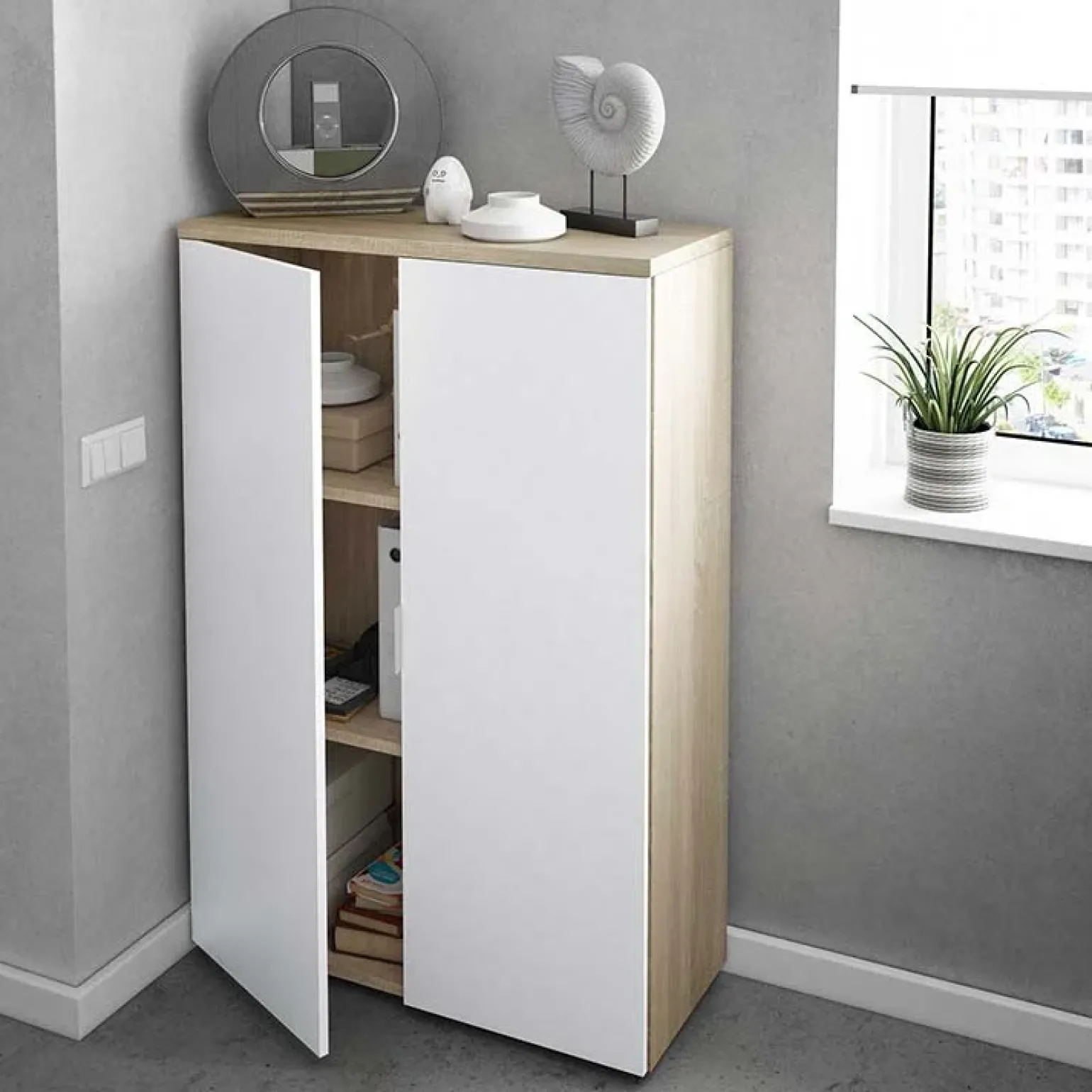 Arredo ufficio completo moderno bianco opaco rovere natura Work 1