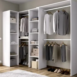 Cabina armadio angolare 228x187h cm 4 scomparti bianco Rincon