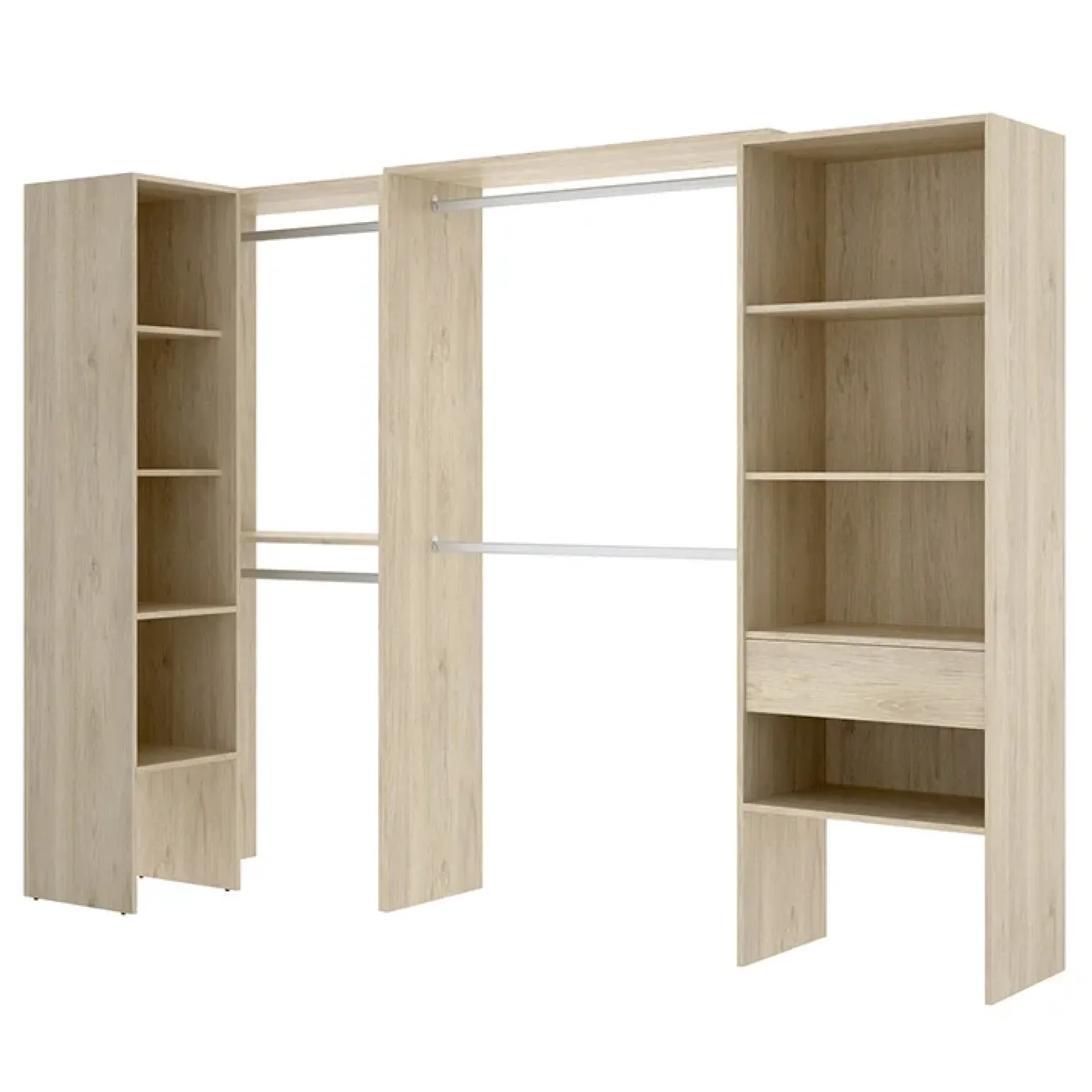 Cabina armadio angolare 248x187h cm 4 scomparti rovere noce Rincon