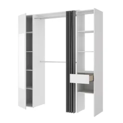 Cabina armadio 177x205h cm 1 anta con specchio moderno bianco grigio Gonzalo
