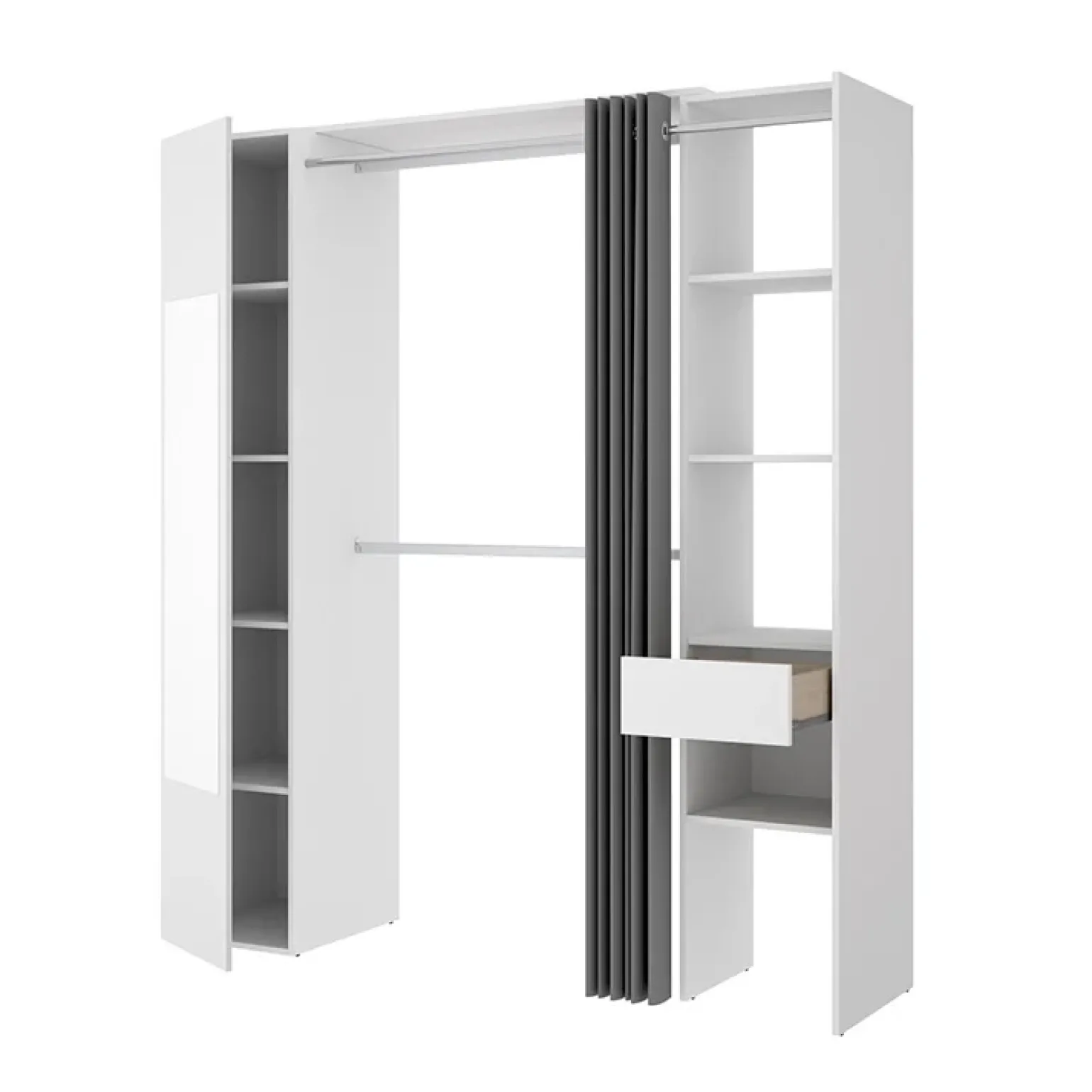Cabina armadio 177x205h cm 1 anta con specchio moderno bianco grigio Gonzalo