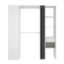 Cabina armadio 177x205h cm 1 anta con specchio moderno bianco grigio Gonzalo