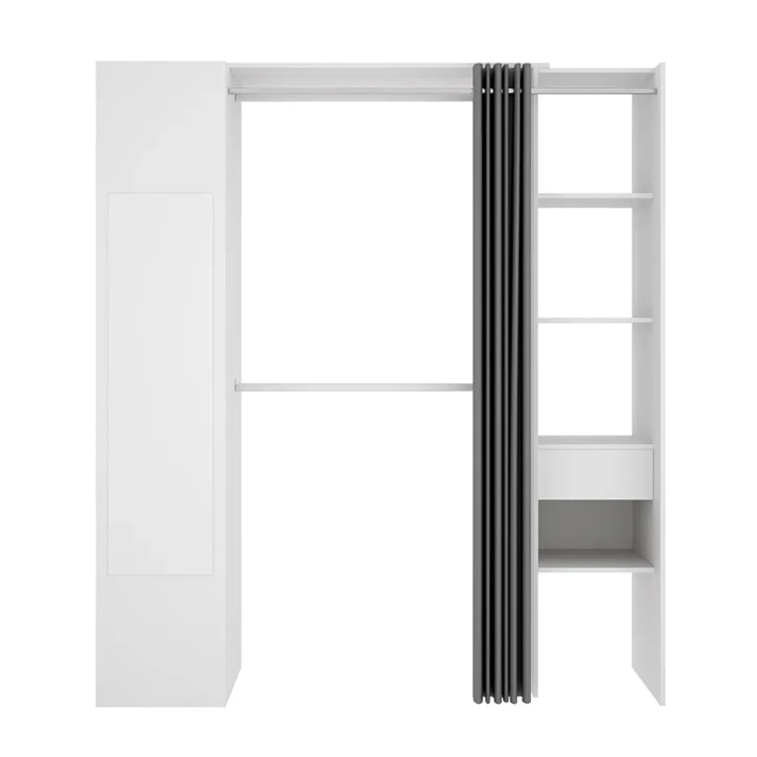 Cabina armadio 177x205h cm 1 anta con specchio moderno bianco grigio Gonzalo