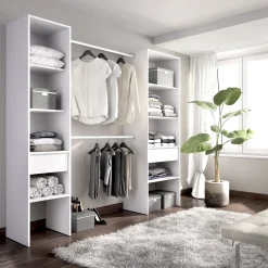 Cabina armadio 200x185h cm 10 ripiani 2 cassetti allungabile bianco Martin