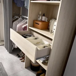 Cabina armadio 160x205h cm allungabile moderno aperto con tenda rovere noce Gover