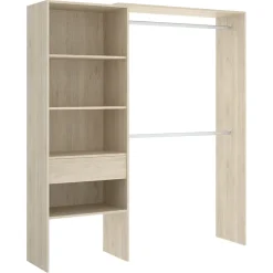 Cabina armadio 160x187h cm allungabile moderno aperto rovere Mobik