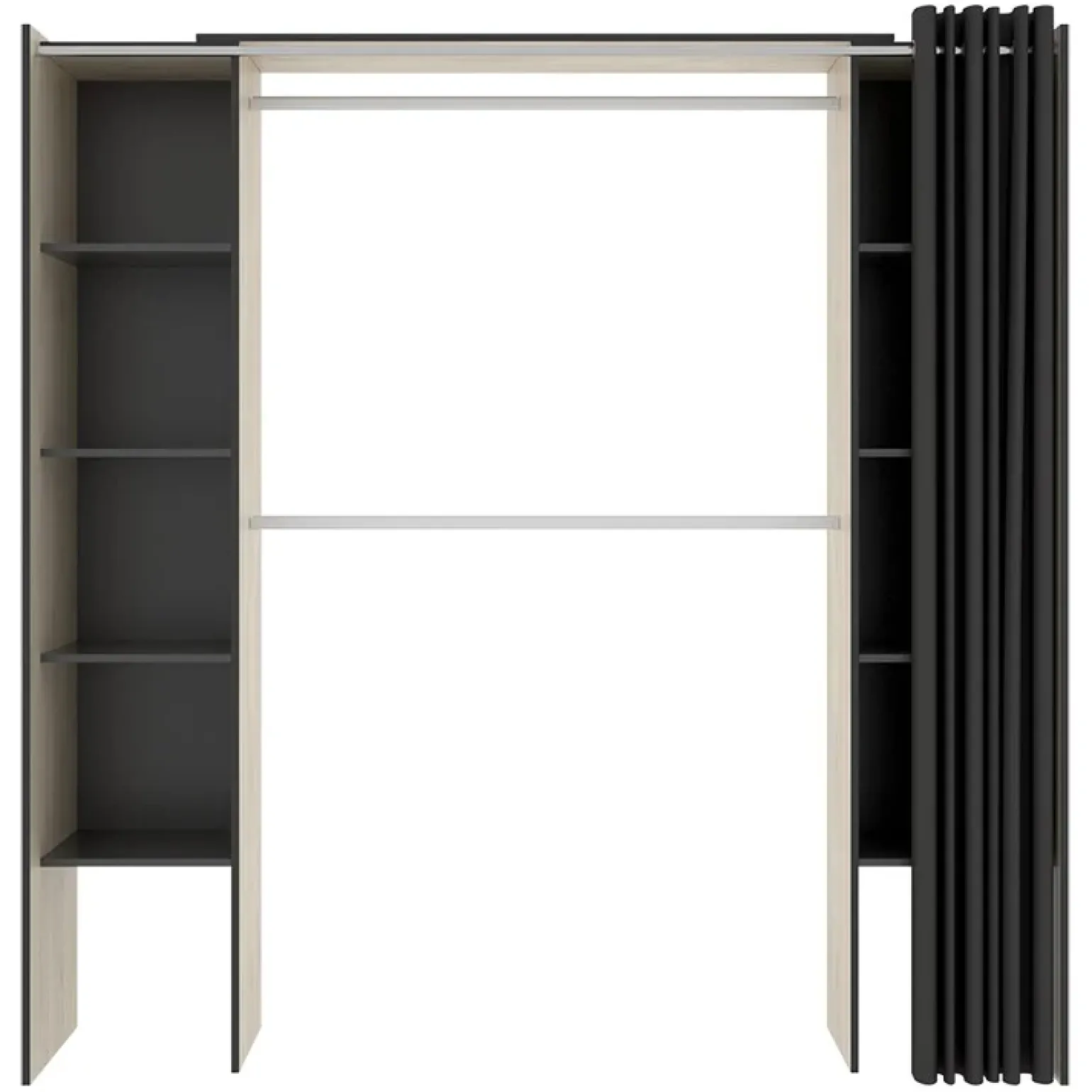 Cabina armadio 180x205h cm allungabile moderno aperto con tenda rovere grafite Simpli
