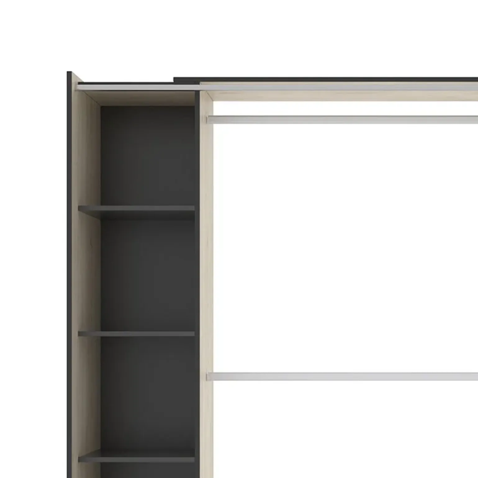 Cabina armadio 180x205h cm allungabile moderno aperto con tenda rovere grafite Simpli