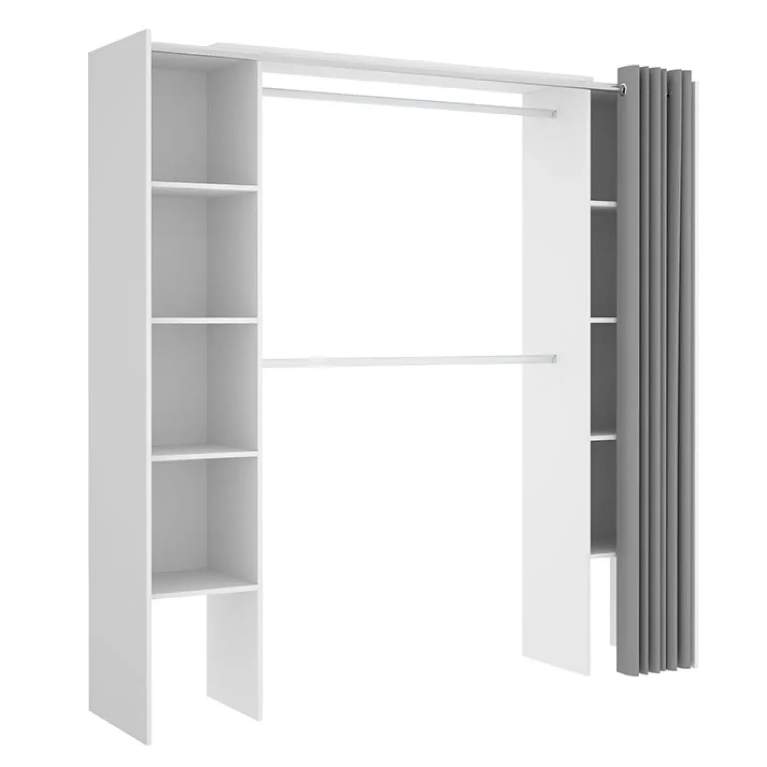 Cabina armadio 180x205h cm allungabile moderno aperto con tenda bianco Simpli