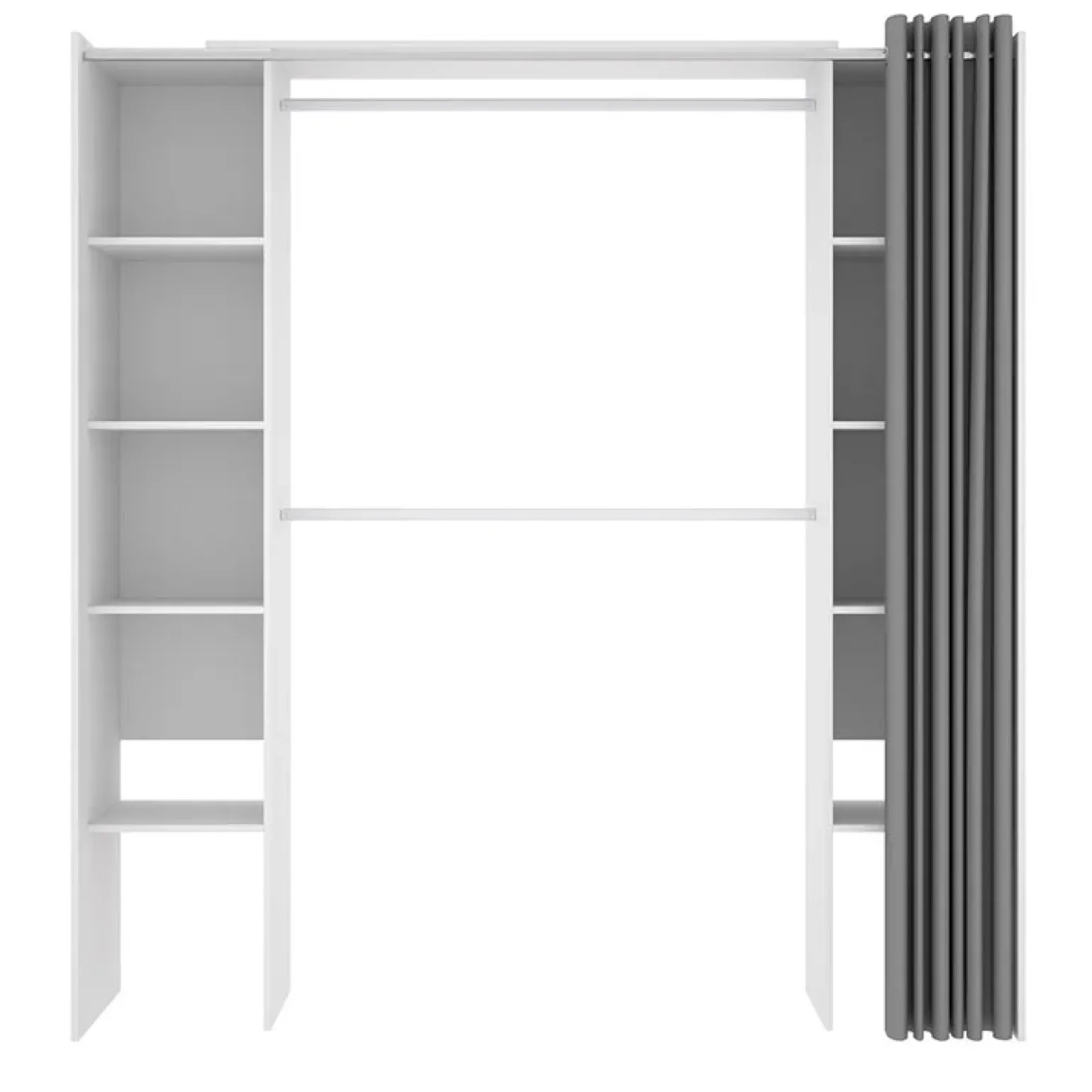 Cabina armadio 180x205h cm allungabile moderno aperto con tenda bianco Simpli