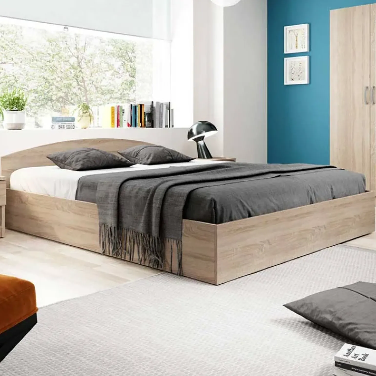 Camera completa con letto contenitore alla francese rovere Tropea