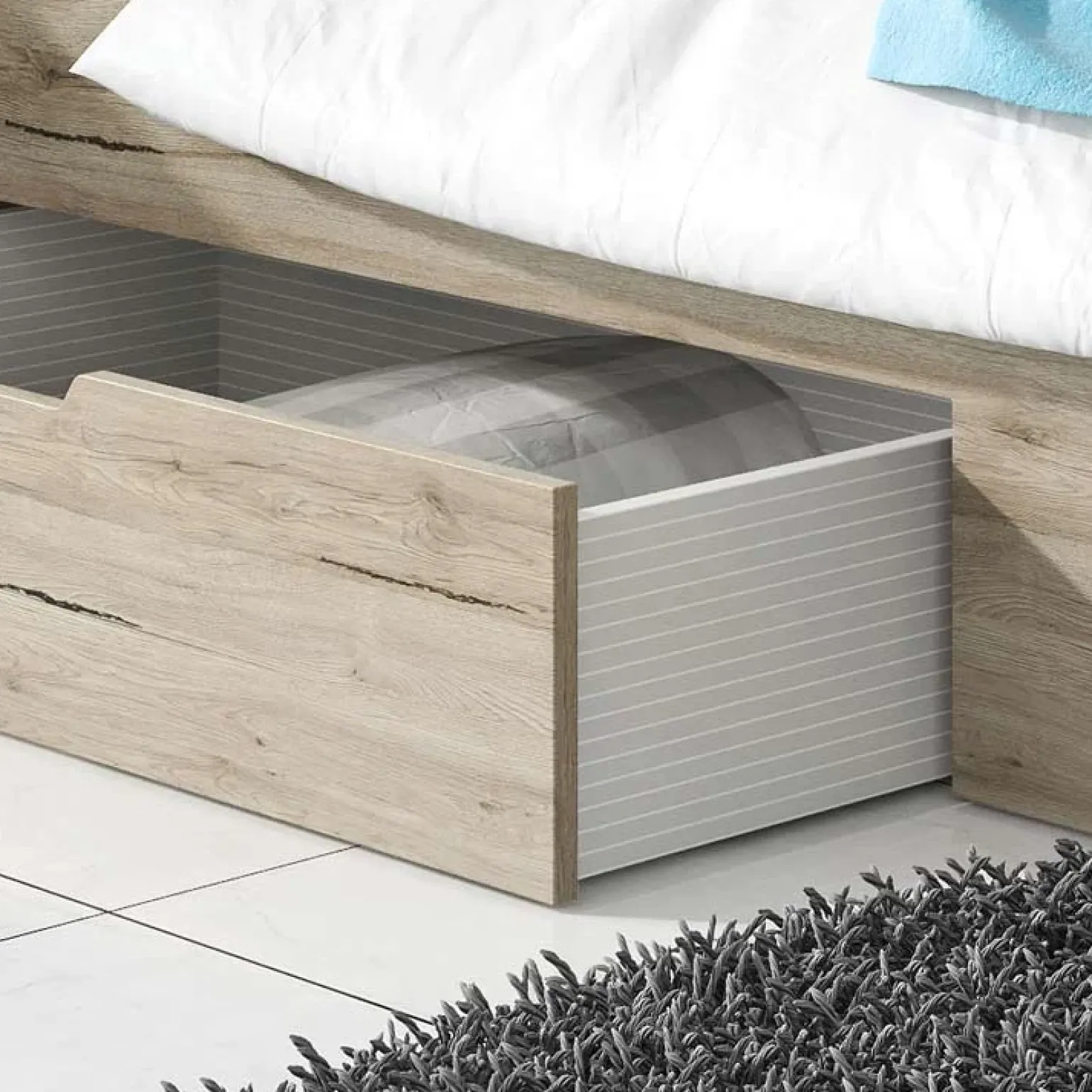 Camera completa con letto matrimoniale 160x200cm rovere natura bianco Copenhagen