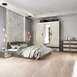 Camera completa matrimoniale con comò moderna rovere scuro-chiaro Rovigo
