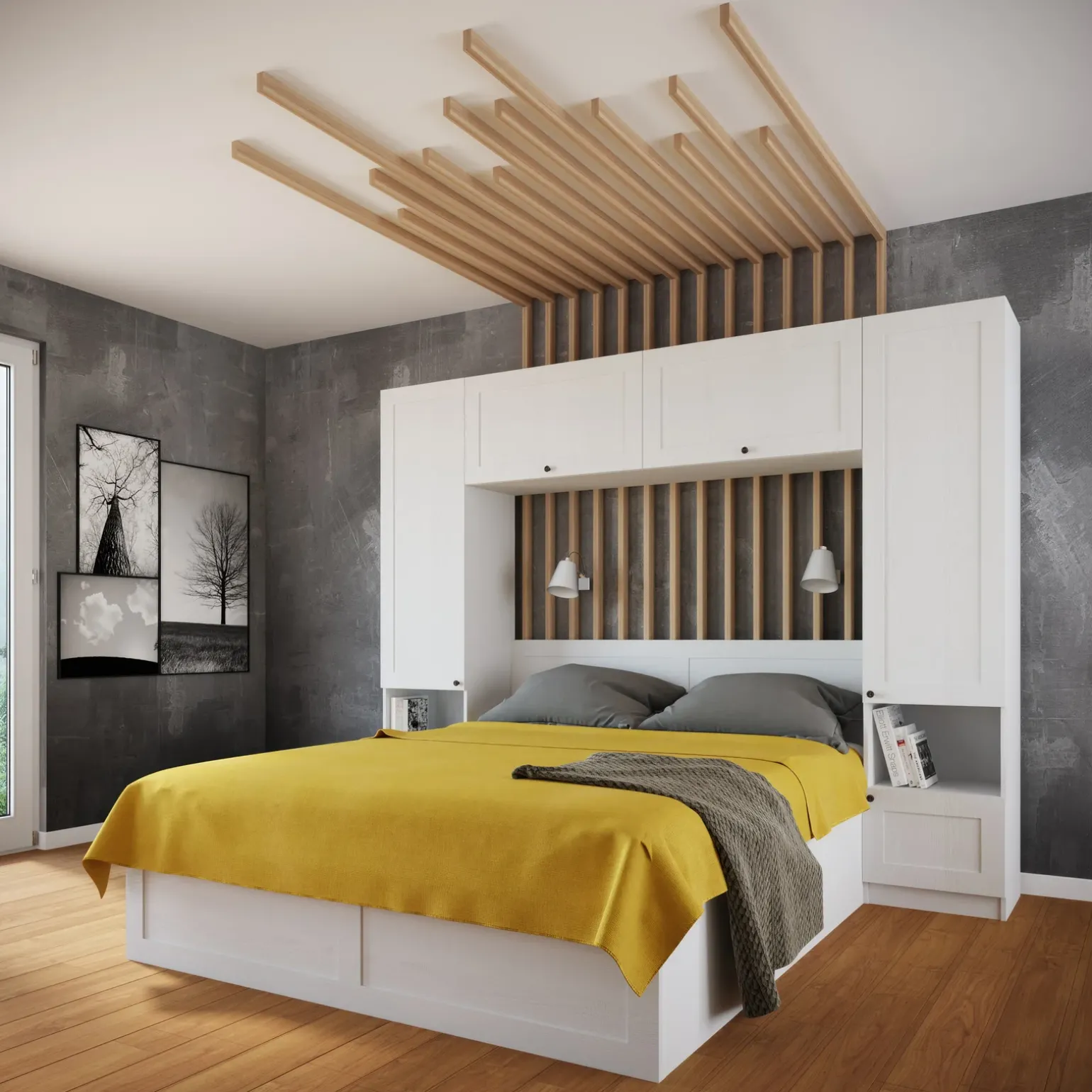 Camera da letto a ponte completa matrimoniale bianco opaco Dreamland