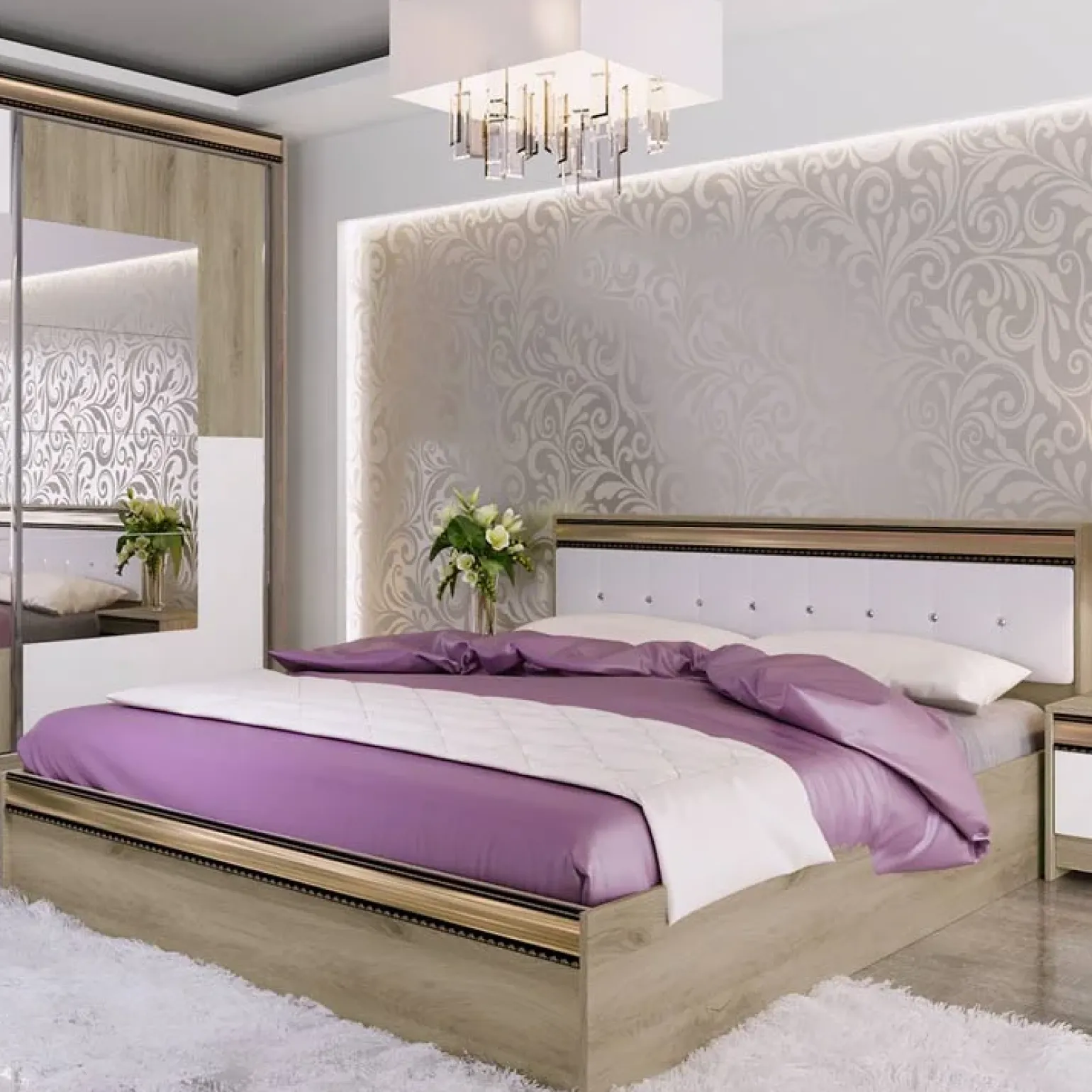 Camera da letto completa rovere sonoma bianco opaco Riga