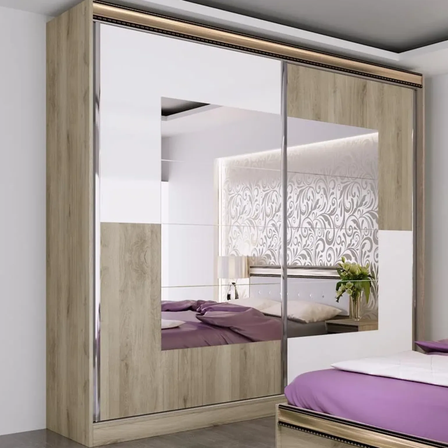 Camera da letto completa rovere sonoma bianco opaco Riga