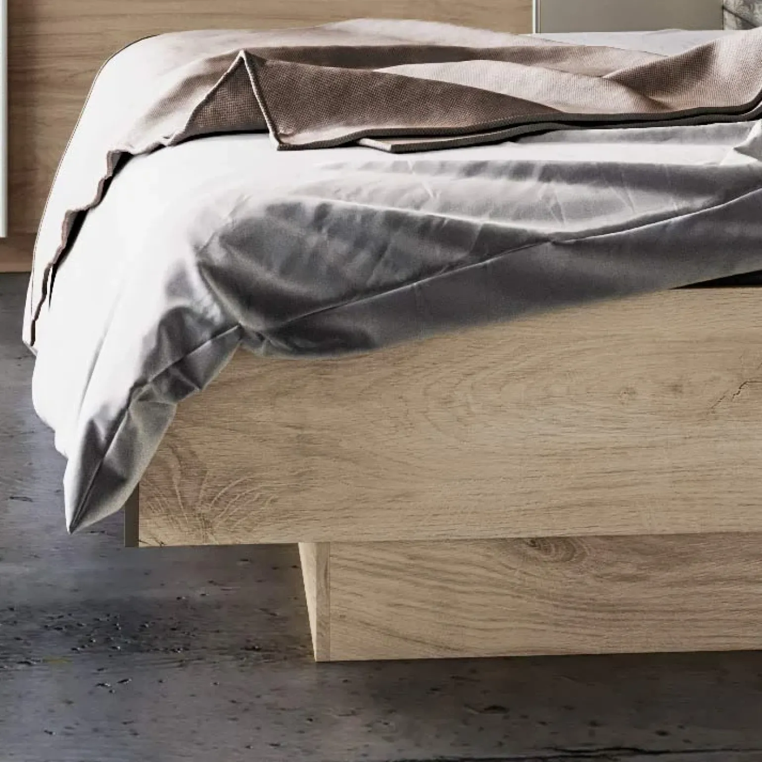 Camera da letto completa matrimoniale rovere antracite lucido Senna
