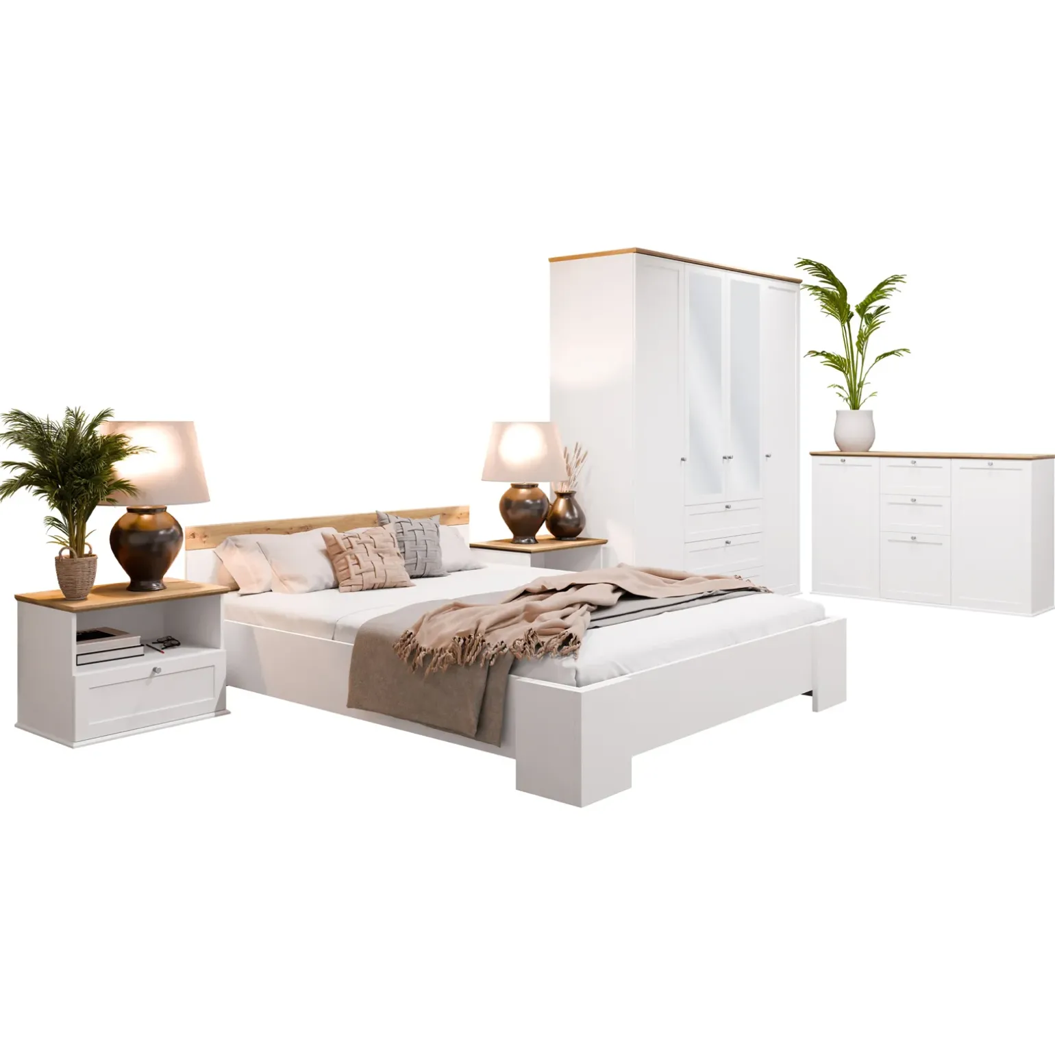 Camera da letto completa matrimoniale bianco rovere Relaxio