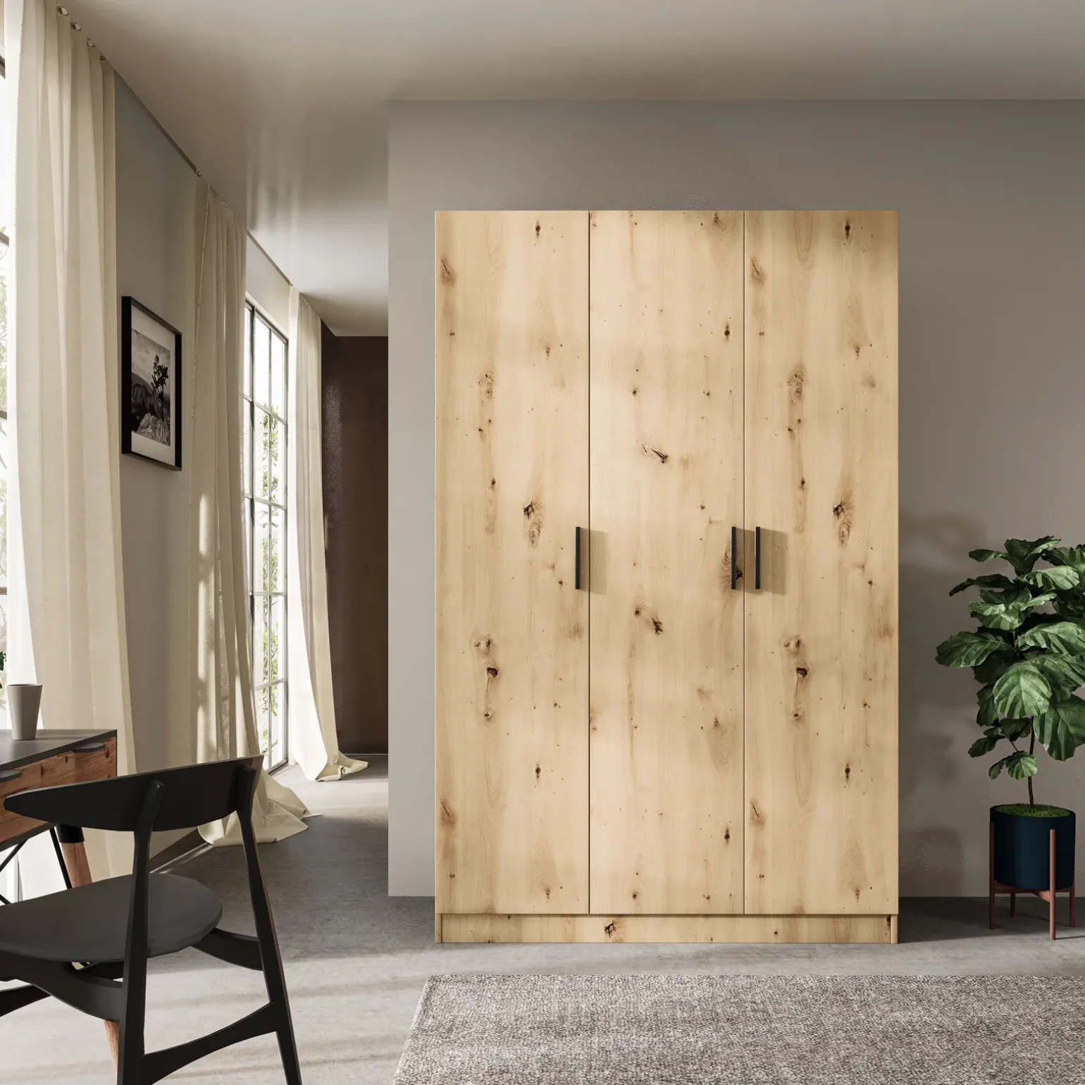 Camera da letto completa alla francese con armadio e comodini rovere rustico Carrisi