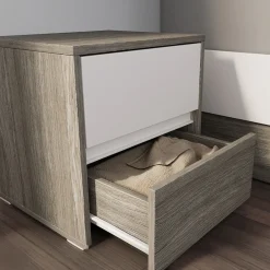 Camera da letto completa matrimoniale con LED rovere scuro bianco opaco Garonna