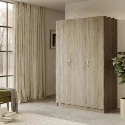 Camera da letto completa alla francese con armadio e comodini rovere sonoma Carrisi