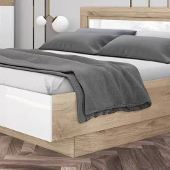 Camera da letto completa matrimoniale bianco lucido rovere sonoma Monaco